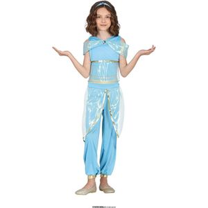 Guirca - Jasmine Kostuum - Zahra Prinses Van De Woestijn - Meisje - Blauw - 7 - 9 jaar - Carnavalskleding - Verkleedkleding