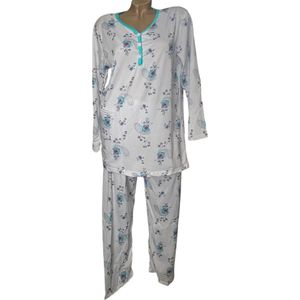 FINE WOMAN® Dames Pyjama 2299 XXL 44-46 wit/groen