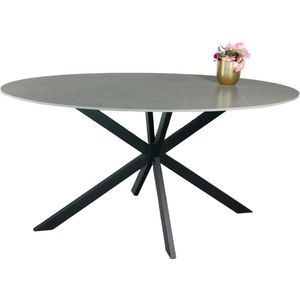 Eettafel ovaal 160cm Figo marmerlook grijs ovale tafel steen