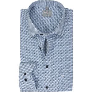 MARVELIS comfort fit overhemd - popeline - lichtblauw dessin - Strijkvrij - Boordmaat: 40