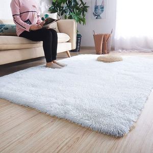 Vloerkleed pluizig zacht hoogpolig tapijt antislip woonkamer slaapkamer moderne tapijten wasbaar - wit - 135 x 185 cm vloerkleed