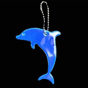 Reflecterende sleutelhanger - 2 stuks - Dolfijn - Blauw