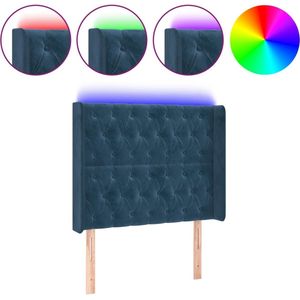 vidaXL - Hoofdbord - LED - 103x16x118/128 - cm - fluweel - donkerblauw