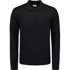 No Excess Mannen Polo Pullover Met Halve Rits Zwart S