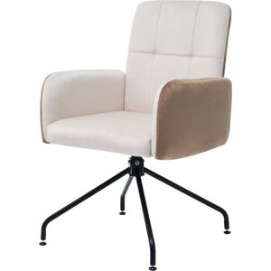 Fluwelen eetkamerstoel - Kleur bijpassende stoelen - 1-teilig - Fauteuil - Barstoel - Woonkamer - Slaapkamer - Draaistoel - Kantoorstoel - Vierkante Frame Lounge Chair - Beige