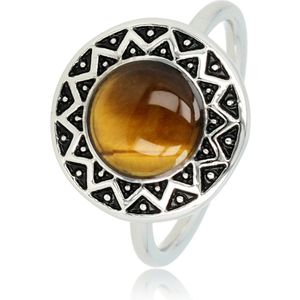 *My Bendel - Vintage ring zilver met Tiger Eye edelsteen - Vintage ring zilver met Tiger Eye edelsteen - De geel/bruinachtige steen is een lust voor het oog - Met luxe cadeauverpakking