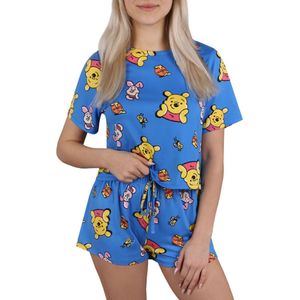 DISNEY Winnie de Poeh - Zomerpyjama met korte mouwen voor dames, korte broek, blauwe pyjama / M