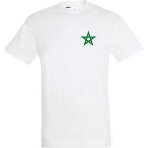T-shirt Ster Marokko Klein | Rood Marokko Shirt | WK 2022 Voetbal | Morocco Supporter | Wit | maat XS