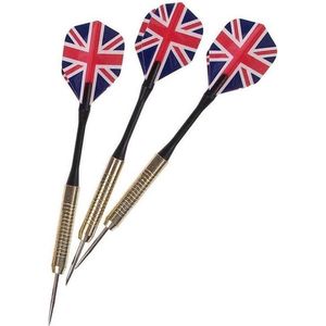 Dartpijlen set van 3x stuks met Engelse/Britse vlag flights. Darts sportartikelen