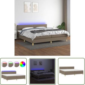 The Living Store Boxspring met matras en LED stof taupe 200x200 cm - Boxspring - Led Bed - Elektrisch Bed - Boxspring Frame - Pocketed Spring Mattress