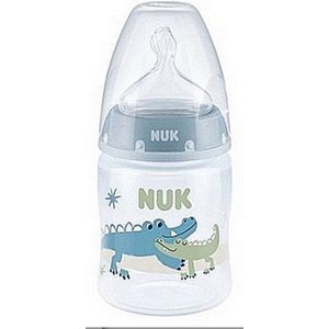 NUK | First Choice+ | ZOO | Blauw | babyfles | 0-6 maanden | temperatuurcontrole | anti-kolic-ventiel | 150 ml Blauw Blauw
