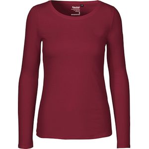 Ladies Long Sleeve T-Shirt met ronde hals Bordeaux - XXL