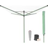 Brabantia Lift-O-Matic Droogmolen met Metalen Grondanker, Beschermhoes, Wasknijpertasje en Wasknijpers - 50 m - Leaf Green