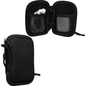 kwmobile hoesje voor oordopjes geschikt voor in-ear Headphones hoes - 6 x 9 cm - Oortjes beschermhoes van canvas - In-ear koptelefoon case - In zwart