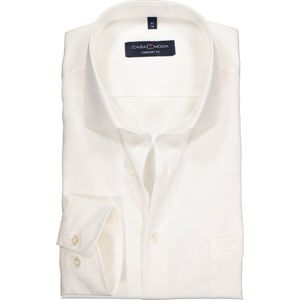 CASA MODA comfort fit overhemd - mouwlengte 7 - twill - beige - Strijkvrij - Boordmaat: 45