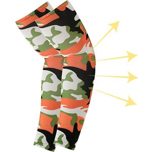 Livano Armwarmers Dames & Heren - Armstukken - Polswarmers - Winter - Oranje Camouflage