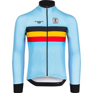 Bioracer Belgian Cycling Fietsshirt Heren Lange Mouw - Officieel Team Belgium - Model '2025 Icon Tempest' - Blauw - Maat XXL - Fietskleding Heren