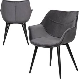 SteeFly® Luxe gestoffeerde eetkamerstoel- Eetkamerstoel - Stoel - Stoelen - Grijs 1st. zithoogte 44cm