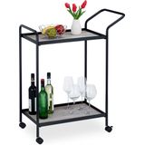 Relaxdays serveerwagen 2 etages - keukentrolley - theewagen - roltafel - zwart