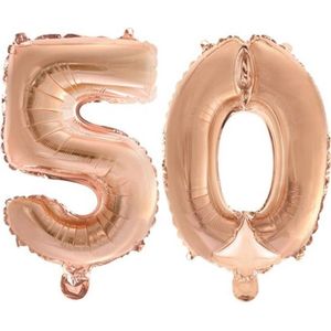 2-delige folie ballonnen set 50 rosé goud XL - sarah - abraham - jubileum - verjaardag - rosé goud - folie - ballon