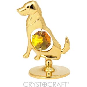 24K Gold plated Hond Met heldere transparante BOHEMIA kristal