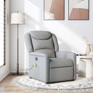 vidaXL Verstelbare Massagestoel - Lichtgrijs Stof