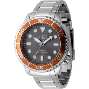 Invicta Pro Diver 47221 Heren Horloge - Waterdicht - Analoog - Quartz Uurwerk - Roestvrij Staal met grijze Wijzerplaat - 48mm