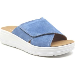 Hartjes, 122.2001/40 12.00, Jeansblauwe slippers wijdte H