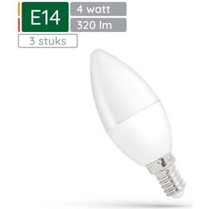 Spectrum LED Kaarslamp E14 4W - 230V - 320 Lumen - 3000K Warm wit - Gezellig licht - Energiezuinig - 3 stuks