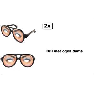 2x Bril met ogen dame - Festival thema feest verjaardag uitdeel party carnaval optocht