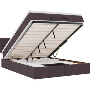 vidaXL - Ottoman - bed - met - matras - 140x200cm - stof - donkerbruin