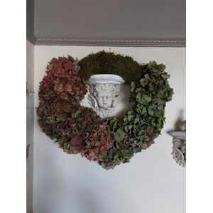 Waanzinnige krans van hortensia en mos, groot, 45cm diameter