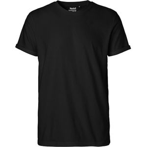 Men´s Roll Up Sleeve T-Shirt met ronde hals Black - S