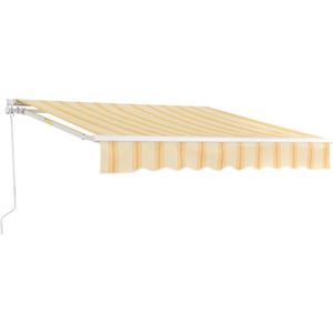 Zonnescherm luifel handbediend met knikarm 250x200 cm geel wit