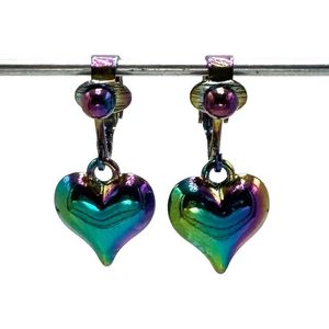 Clip Oorbellen Kinderen - Oorclips - Regenboogkleur bol hartje - Neochrome - Hangoorbellen - MNQ bijoux