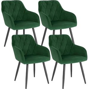 Rootz Set van 4 eetkamerstoelen - Fauteuils - Fluwelen zitting - Ergonomisch comfort - Luxe fluweel - Stevig en duurzaam - 44 cm x 42,5 cm x 85,5 cm