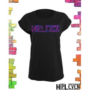 Zwart dames shirt HipLeven | Zwart maat 4XL