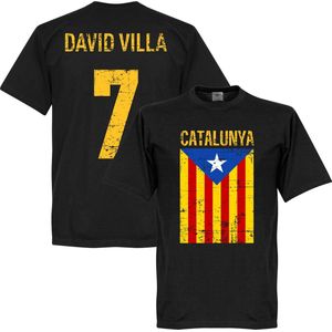 Catalonië David Villa T-Shirt - Zwart - XS