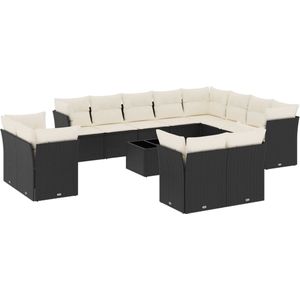 vidaXL Loungeset - 13-delig - Poly Rattan - Zwart