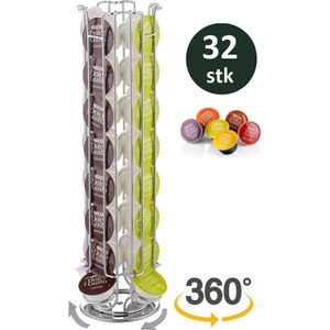 Cheffinger - Dolce Gusto Capsulehouder - 360° draaibaar - 32 Cups - Cuphouder - Koffiecups Houder - Zilver