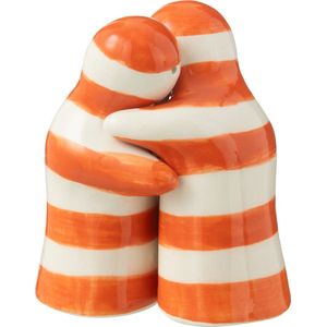 J-Line Salt&Pepper Granada Stripes Ceramic White/Orange