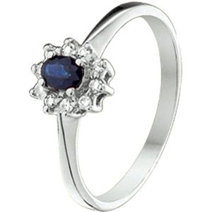 The Jewelry Collection Ring Saffier En Diamant 0.08 Ct. - Witgoud