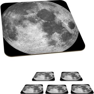 Onderzetters voor glazen - Ruimte - Maan - Nacht - 10x10 cm - Glasonderzetters - 6 stuks