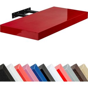 STILISTA Wandplank Zwevend - Wand Plank - Trendy Design - MDF - 70 x 23,5 x 3,8 cm - Hoogglans Rood