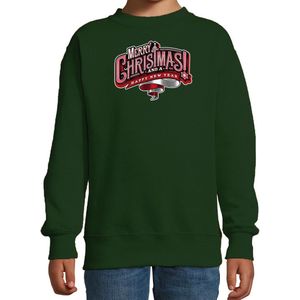 Merry Christmas Kerstsweater / Kerst trui groen voor kinderen - Kerstkleding / Christmas outfit 134/146