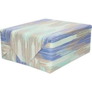 1x Rollen Inpakpapier/cadeaupapier groen met blauw/goud/witte streepjes print 200 x 70 cm - Cadeauverpakking kadopapier