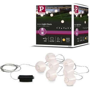 Paulmann Lichtsnoer - Tuinverlichting - lampionketting - IP44 - 3000K - laadbaar met USB