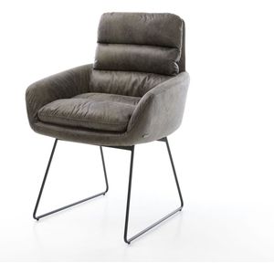Gestoffeerde-stoel Abelia-Flex met armleuning slipframe zwart microvelours grijs antiek