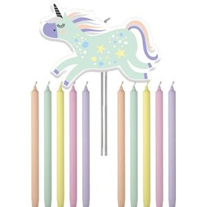 Folat - Verjaardagskaarsjes Unicorns & Rainbows 10 cm - 11 stuks