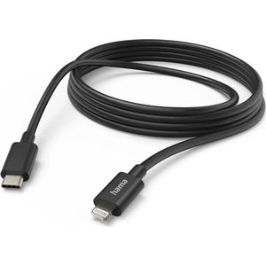 Hama USB-C naar Lightning kabel - Oplaadkabel geschikt voor o.a iPhone / iPad - MFI gecertificeerd - 3A USB2.0 - 480Mbps - 300cm - Zwart
